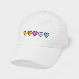 Roller Rabbit xTarget Adult Disco Hearts Wave Embroidered Baseball Hat White NEW